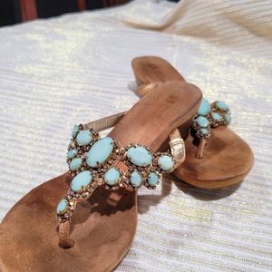 White Mountain thong jewelry sandals